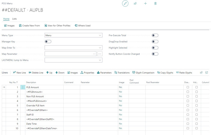 POS Menu - PLB