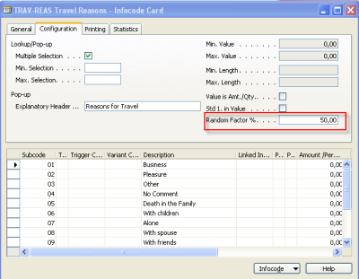 Info Code Example - Selection Infocodes