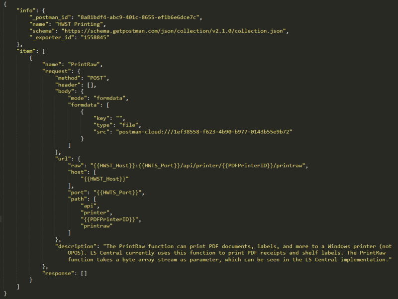 How to: Import Postman Web API Printing Requests