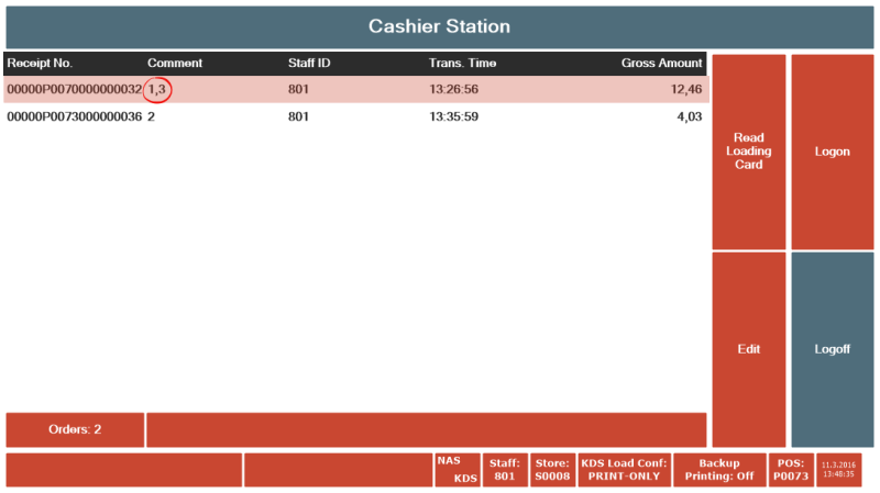 Loading Order Example Example: Split Loading Card Bill