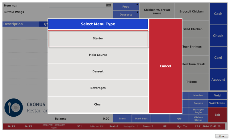 types of menu in restaurant