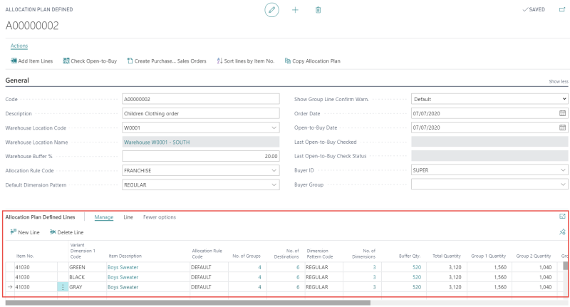 How to: Add Items to Allocation Plan Defined Lines